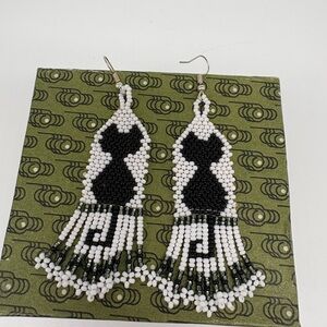 Black Cat handmade Beaded Earrings